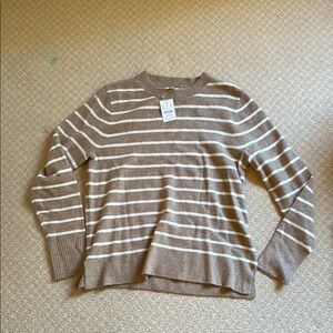 J Crew Striped Brown and Cream Sweater